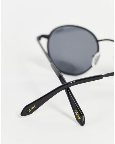 Quay Quay Talk Circles Round Sunglasses With Polarised Lens - Black