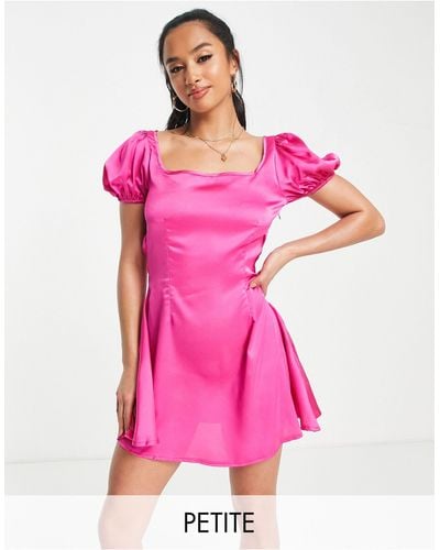 Missguided Satin Tie Back Mini Dress - Pink