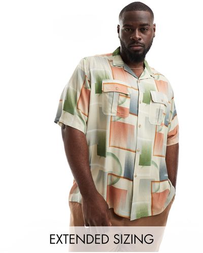 ASOS – lässig geschnittenes hemd mit vintage-print mit farbverlauf und reverskragen - Mehrfarbig