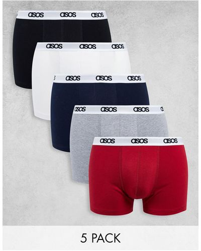 ASOS Set Van 5 Boxershorts Met Logo-tailleband - Wit