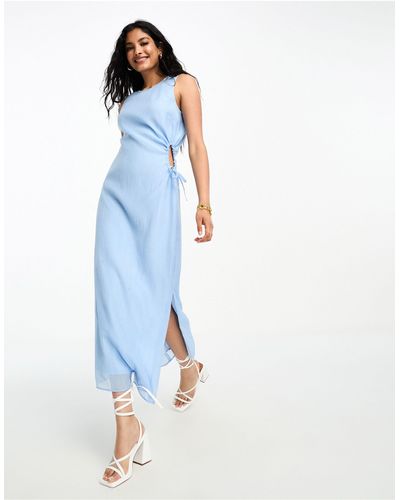 Whistles Textured Cut Out Midi Dress - Blue