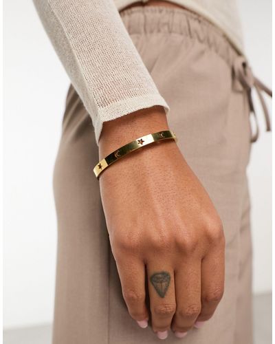 ASOS Waterproof Stainless Steel Bangle With Celestial Design - Brown