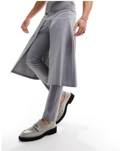 ASOS Pantalon ajusté élégant avec jupe portefeuille - clair - Gris
