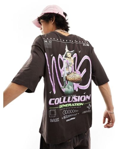 Collusion T-shirt con stampa con fata - Nero