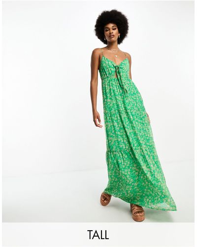 Vero Moda Maxi Cami-jurk Met Gestrikte Voorkant - Groen