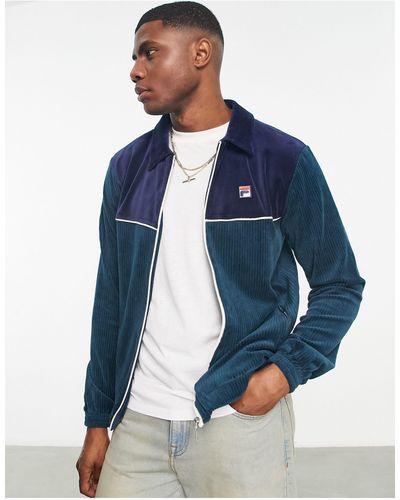 Fila Cord Zip Through Sweatshirt With Logo - Blue