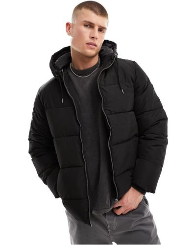 Only & Sons Heavyweight Hooded Puffer Jacket - Black