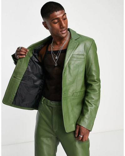 Bolongaro Trevor Leather Suit Jacket - Green