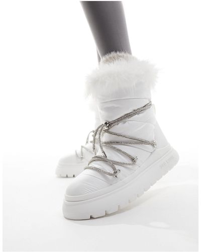 Steve Madden Ice-storm Snow Boot With Embellished Lace - White