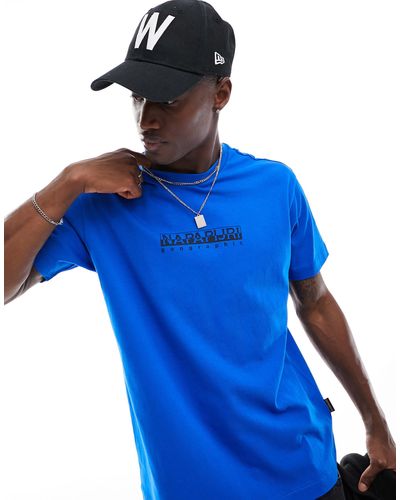 Napapijri T-shirt con logo squadrato sul petto - Blu