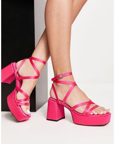 ASOS Hutton Strappy Platform Heeled Sandals - Pink