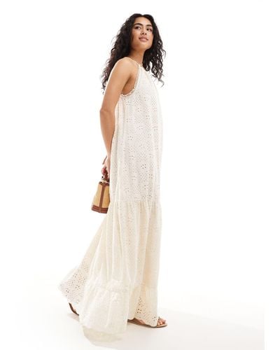 Y.A.S Broderie Maxi Dress - Natural