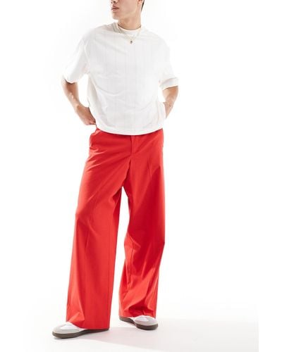 ASOS Smart Loose Fit Trousers - Red
