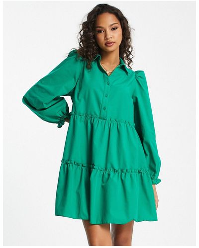 Miss Selfridge Poplin Smock Shirt Dress - Green