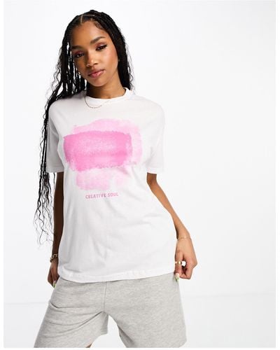 Pull&Bear Tonal Graphic T-shirt - Pink