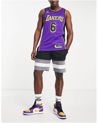 Nike Basketball Nba La Lakers - Dri-fit - Lebron James Icons - Jersey Hemd - Paars