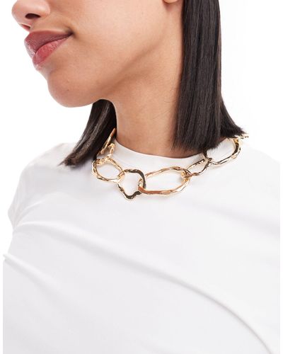 ASOS Necklace With Molten Chain Detail - White