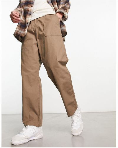Dr. Denim Calder Oversized Wide Fit Ripstop Trousers - Natural