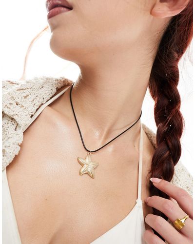ASOS Necklace With Cord And Starfish Charm - Natural