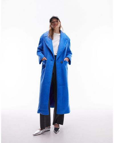 TOPSHOP Extreme Shoulder Brushed Overcoat - Blue