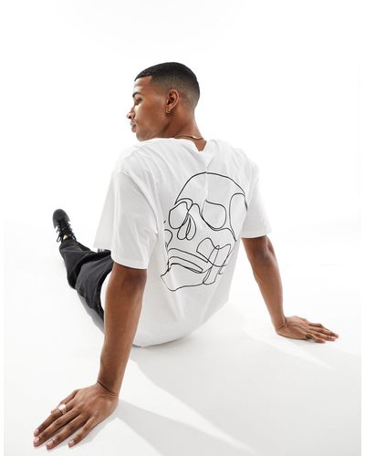 Jack & Jones Originals - t-shirt oversize à imprimé tête - Blanc
