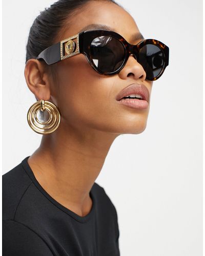Versace – runde oversize-sonnenbrille - Schwarz
