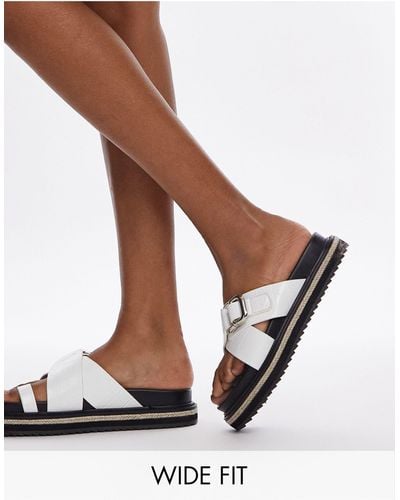 TOPSHOP Wide Fit Jenny Espadrille Sandal With Buckle Detail - White