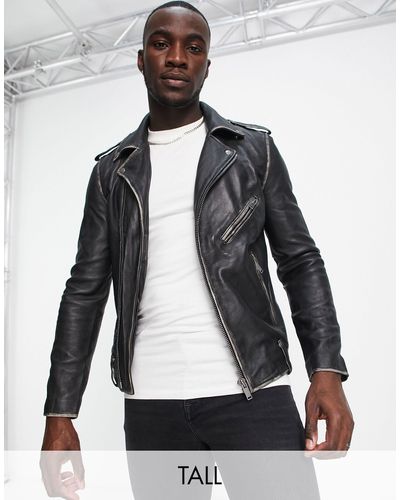 Bolongaro Trevor Tall Biker Leather Jacket - Black