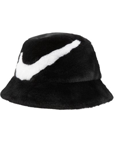 Nike Swoosh Faux Fur Bucket Hat - Black