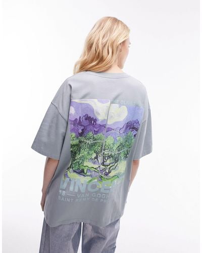 TOPSHOP Tophop - art museum - t-shirt oversize à imprimé van gogh - Bleu