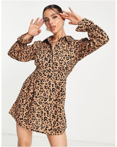 AX Paris – kurzes hemdkleid mit leopardenmuster - Mehrfarbig