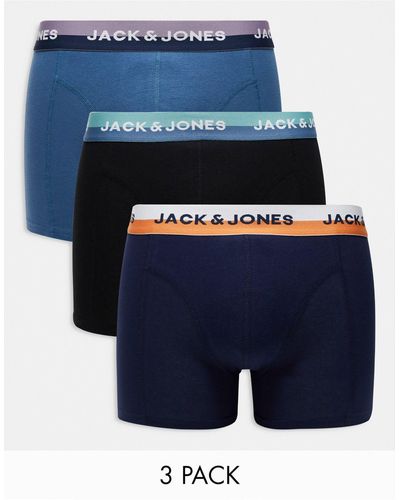 Jack & Jones Confezione da 3 paia di boxer aderenti multicolore con fascia - Blu
