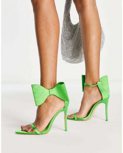 Public Desire Zeal Oversized Bow Heel Sandals - Green