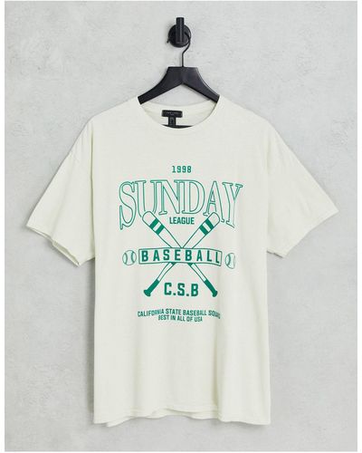 New Look Camiseta blanca con diseño "sunday baseball" - Blanco