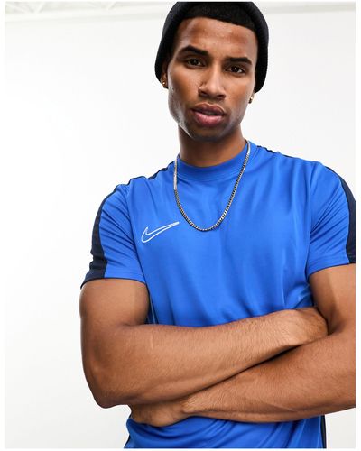 Nike Football Academy - t-shirt en tissu dri-fit à empiècements - Bleu
