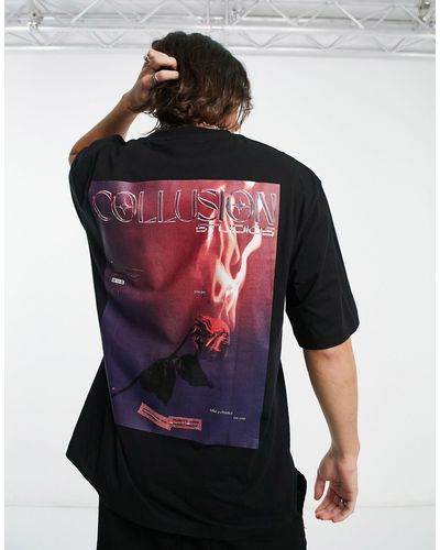 Collusion T-shirt Met Tijdschriftprint Op - Rood