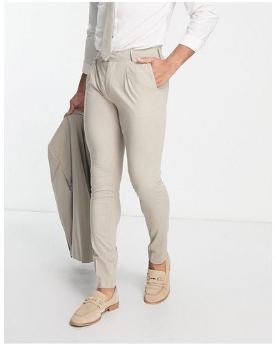 Noak Camden - pantaloni da abito premium skinny color pietra stretch - Bianco