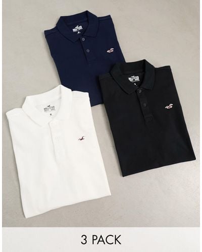 Hollister 3 Pack Icon Logo Slim Fit Pique Polo - Blue