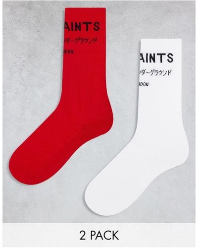 AllSaints Underground 2 Pack Socks - Red