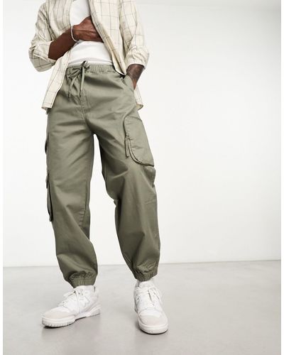 Pull&Bear Multipocket Cargo Trousers - Green
