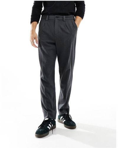 Abercrombie & Fitch Straight Tailored Trousers - Black