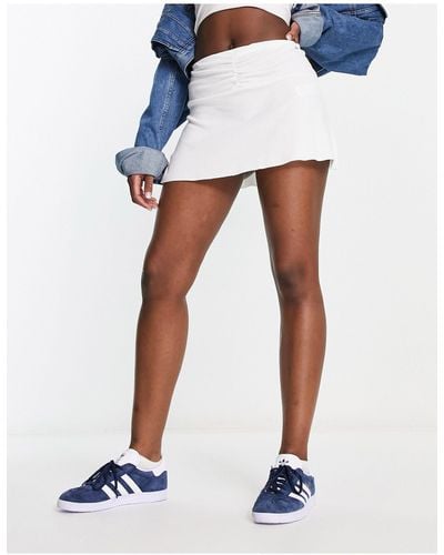 Pull&Bear Ra Ra Mini Skirt With Ruched Detail - Blue