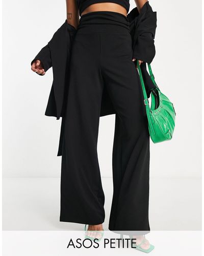 ASOS Asos Design Petite Jersey Suit Super High Waist Wide Leg Pants - Green