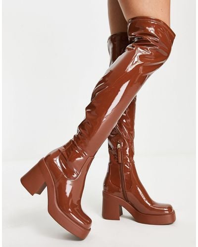 Steve Madden Seasons Heeled Over The Knee Boots - Brown