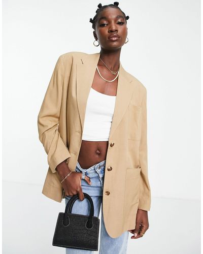 TOPSHOP Co-ord Oversized Mensy Jacket - Natural