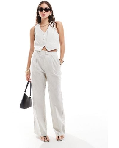 Mango Tailored Pinstripe Co-ord Trousers - White