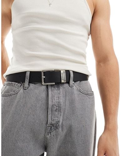 Armani Exchange Logo Leather Belt - Grey