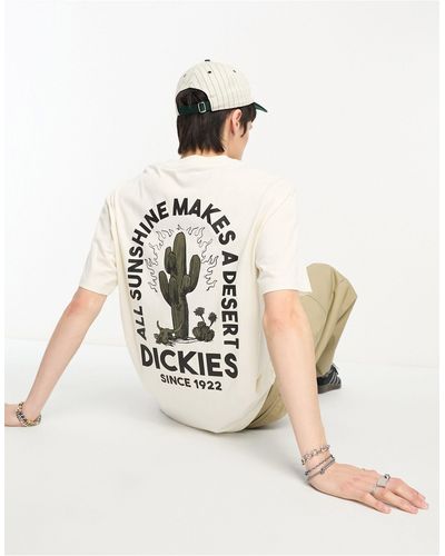 Dickies Exclusivité asos - - badger mountain - t-shirt avec imprimé cactus au dos - cassé - Blanc
