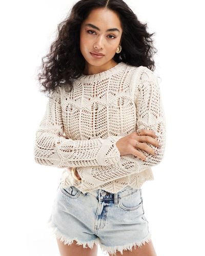 New Look Chunky Open Stitch Jumper - White