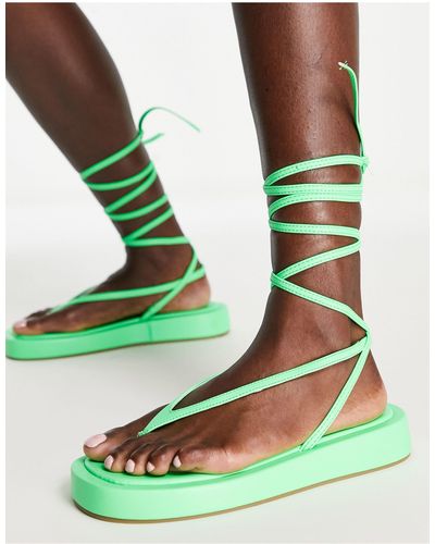 Public Desire Beachbabe Flatform Sandals - Green